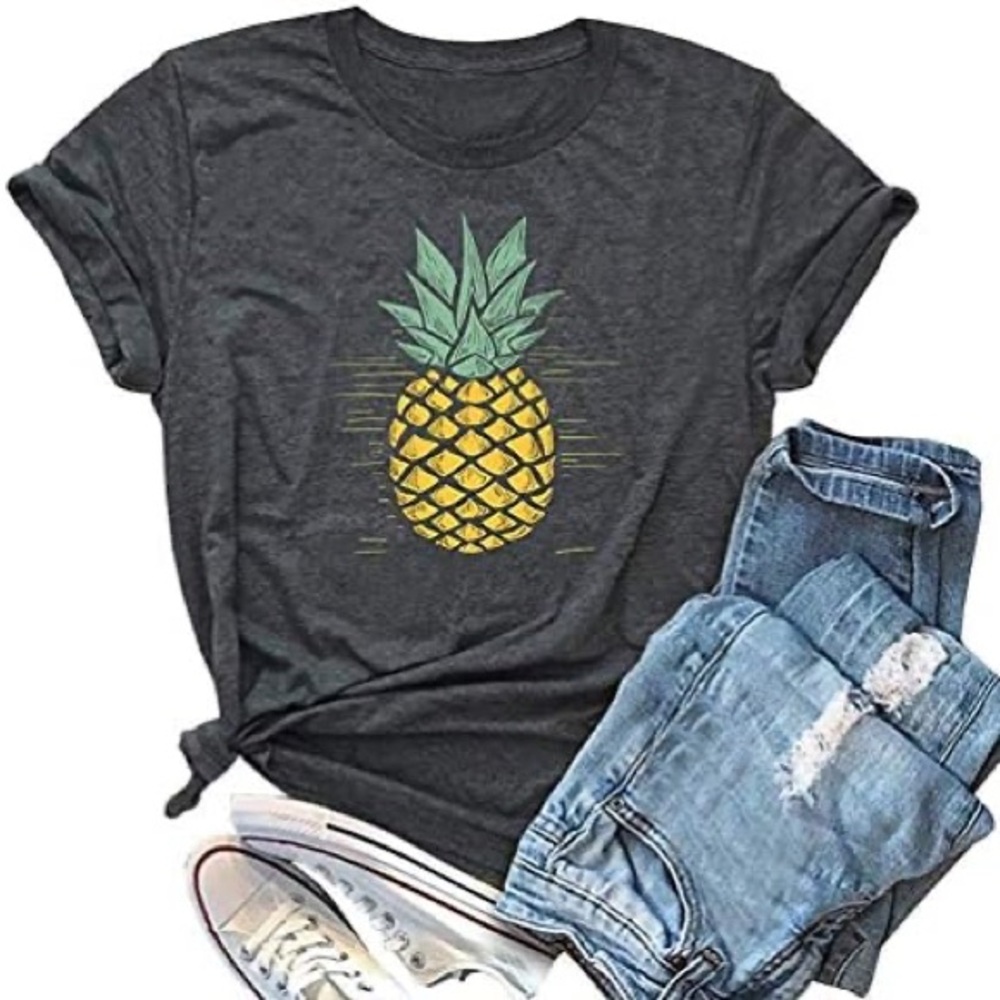 Irisgod Fruity Pineapple Graphic Tee Dark Gray Size S